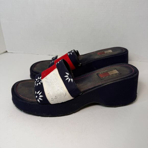 Tommy Hilfiger Platform Slide Sandals Chunky Y2K Shoes Women's Size 8 - Picture 1 of 10